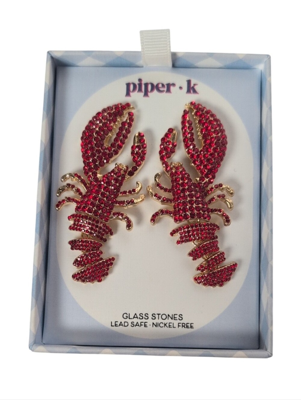 Piper K Crystal Lobster Drop Earrings